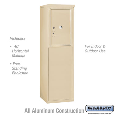 6 Door High Free-Standing 4C Horizontal Parcel Locker with 1 Parcel Locker in Sandstone with USPS Access